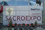 Logotyp targów: XV Międzynarodowa Wystawa Budownictwa i Wyposażenia Kościołów, Sztuki Sakralnej i Dewocjonaliów SACROEXPO