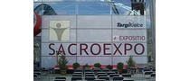 Logotyp targów: XV Międzynarodowa Wystawa Budownictwa i Wyposażenia Kościołów, Sztuki Sakralnej i Dewocjonaliów SACROEXPO